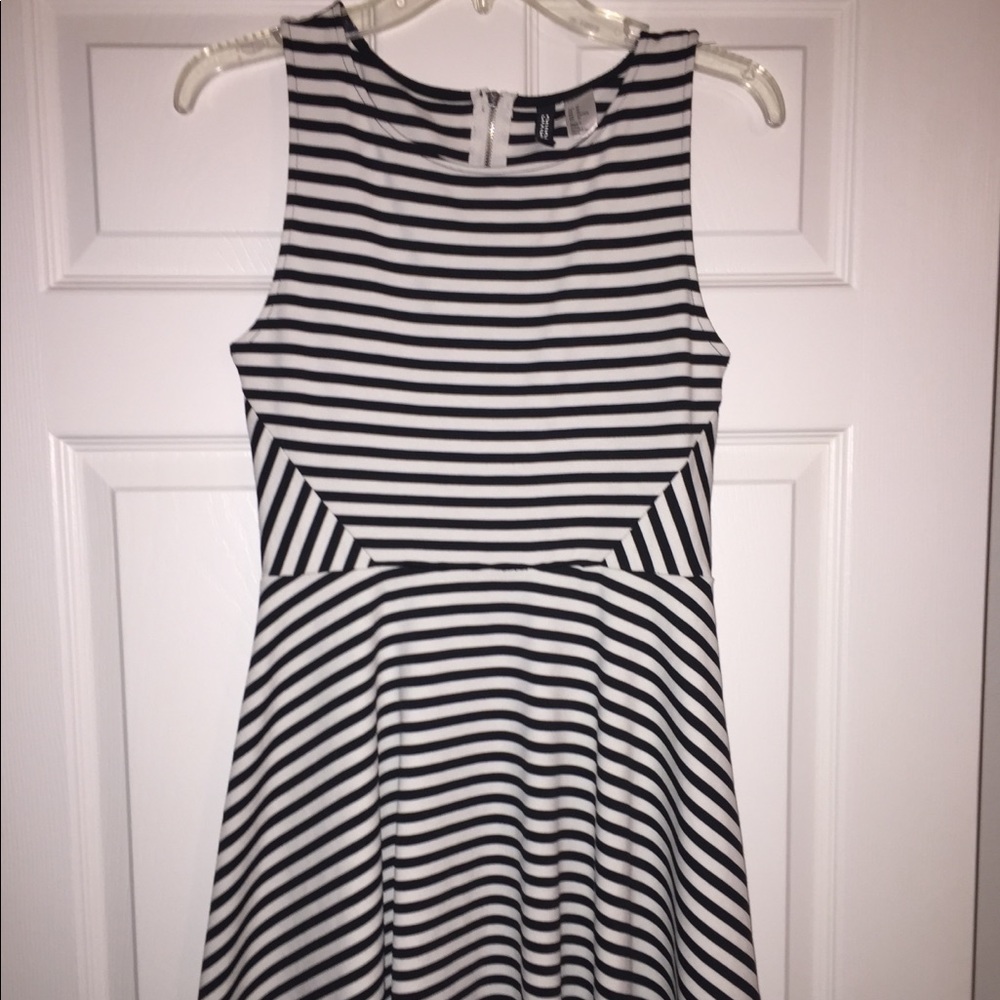 Black and white striped dress